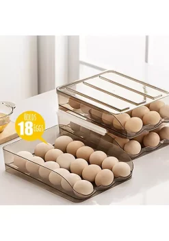 OnDisplay Stackable Acrylic Gravity Egg Tray Holder for Fridge - Food-Safe PET Refrigerator Storage Bin for Eggs (Brown, Single Tray) -OnDisplay store Belk 96