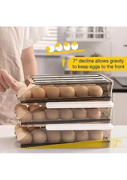 OnDisplay Stackable Acrylic Gravity Egg Tray Holder for Fridge - Food-Safe PET Refrigerator Storage Bin for Eggs (Brown, Single Tray) -OnDisplay store Belk 97