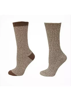 Sierra Socks Outdoor Boot Hiking Socks, Marled Twisted Cotton 2 Pair Pack Socks, Women's Cotton Socks -OnDisplay store Belk 988