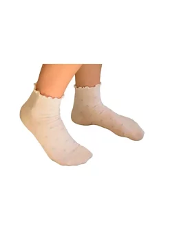 Sierra Socks Women's Bamboo Low Cut Quarter 2 & 4 Pair Lettuce Edge Ruffle Socks (Assorted - Blue/Lilac/Pink/White) -OnDisplay store Belk 994