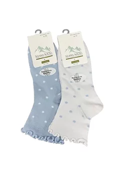 Sierra Socks Women's Bamboo Low Cut Quarter 2 & 4 Pair Lettuce Edge Ruffle Socks (Assorted - Blue/Lilac/Pink/White) -OnDisplay store Belk 997